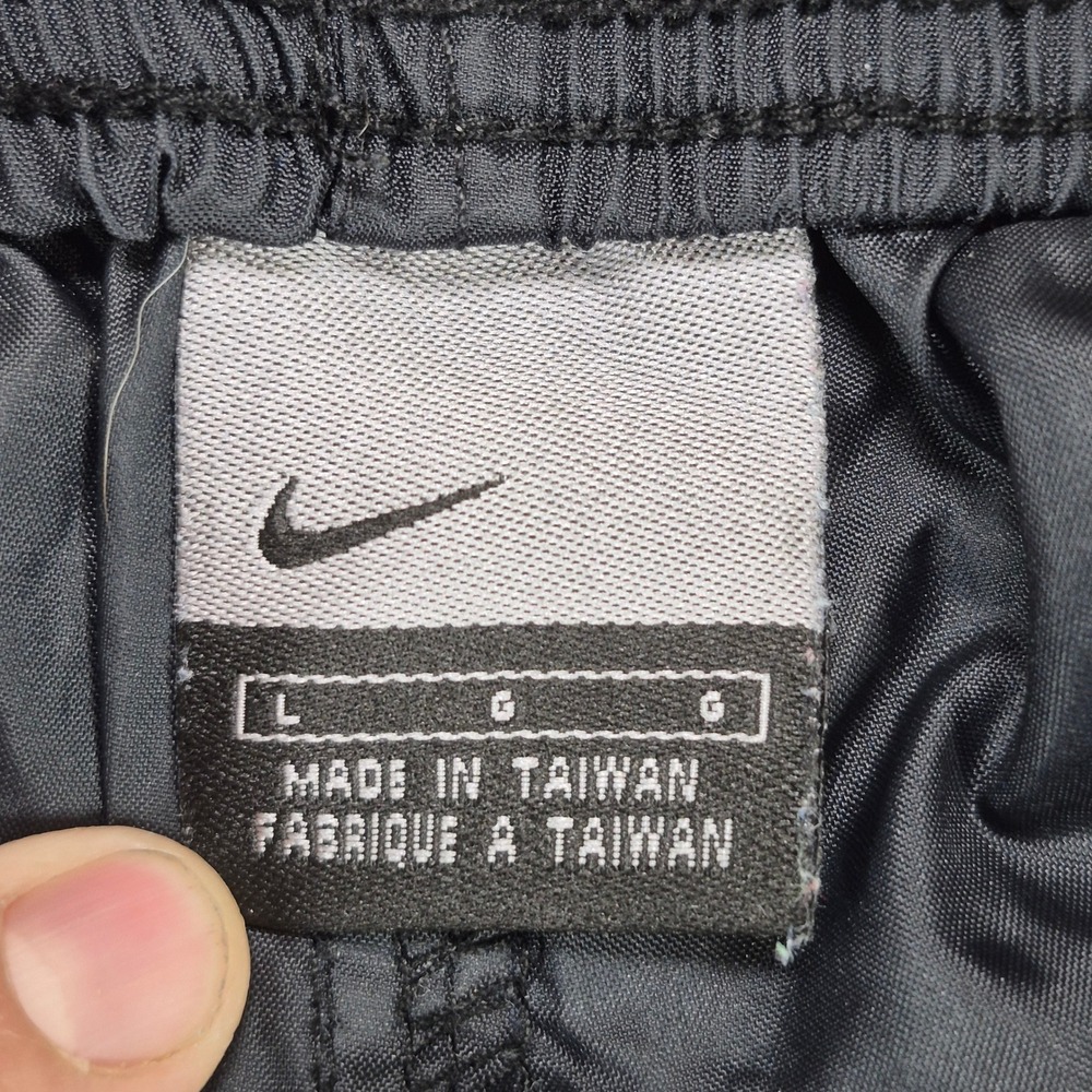 Vintage 90s Nike Track Pants Mens Large Black Nylon Windbreaker Ankle Zippers - Picture 3 of 12